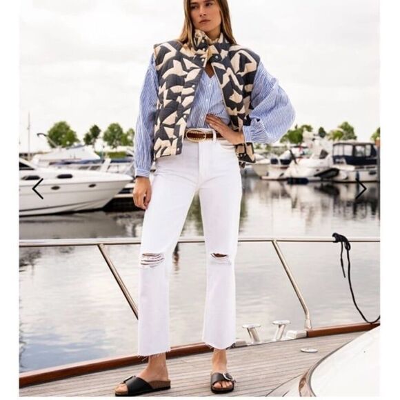 $295 NWT RE/DONE 70S STOVE PIPE WHITE DESTROY SZ 25 RUNS BIG! - Picture 1 of 9